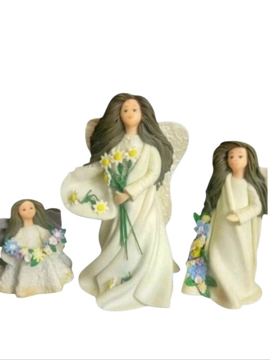 Kneeded Angels of Friendship Other - Vtg 3 Angels of Friendship Collection Textured Detailed Hand-painted Figurines